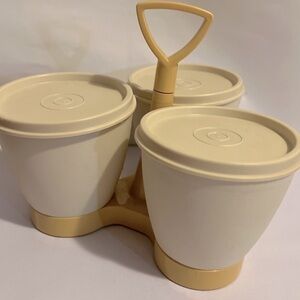Tupperware Vintage Condiment Caddy 757-10  Gold / Almond EUC